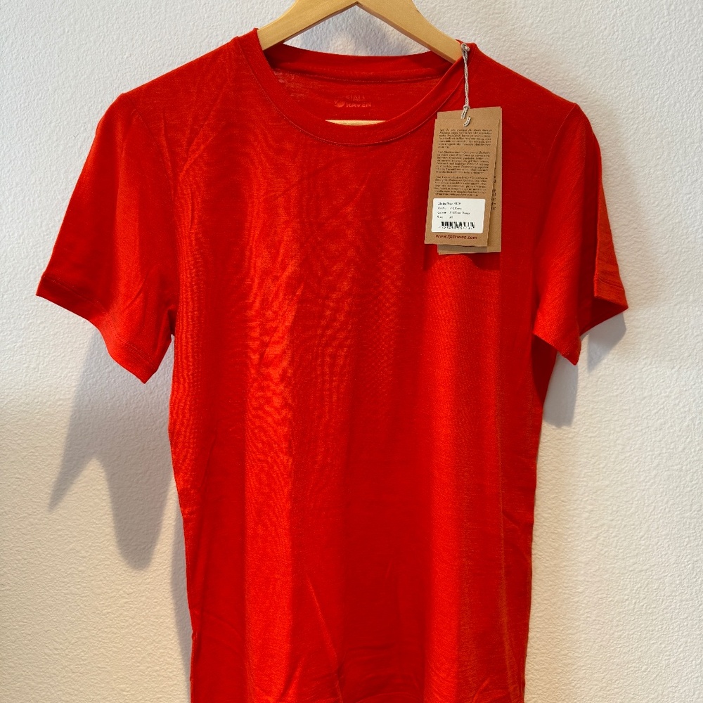 NWT Fjällräven Abisko Wool SS T-shirt W Medium Flame Orange